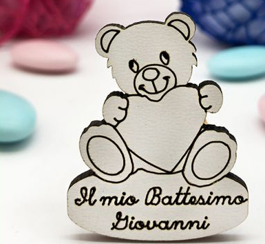 Bomboniera applicazione orsetto in legno personalizzato
